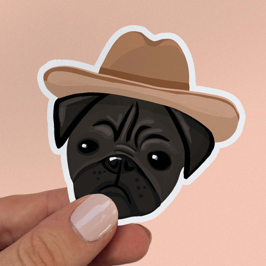 Cowboy Pug Sticker
