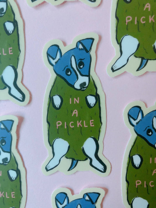 Cute funny pickle dog sticker
