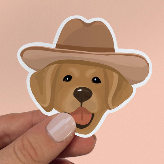 Cowboy Golden Retriever Sticker