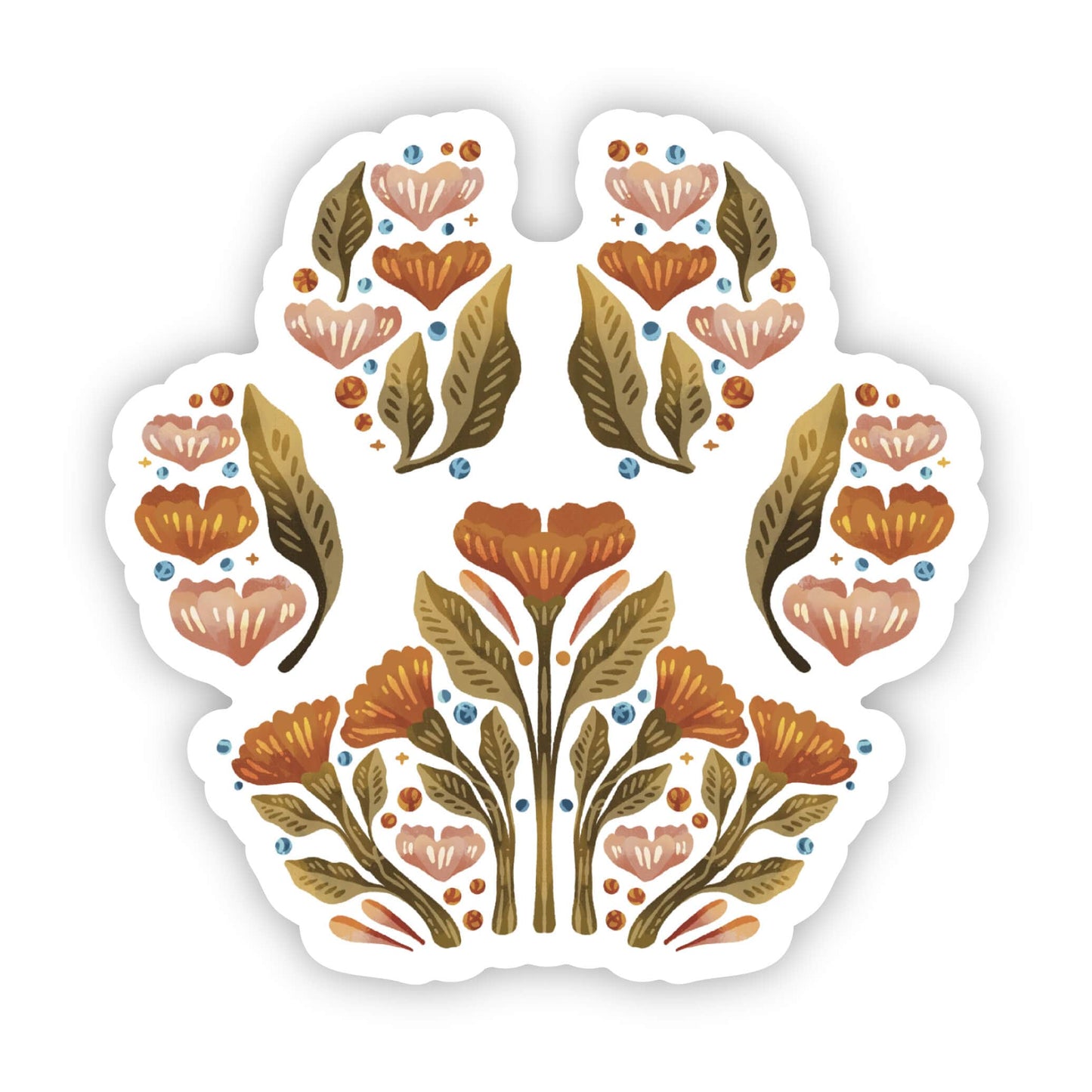 Floral paw print nature sticker