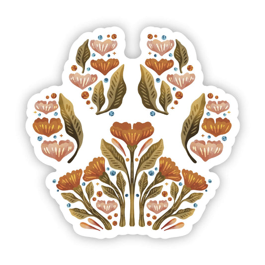 Floral paw print nature sticker